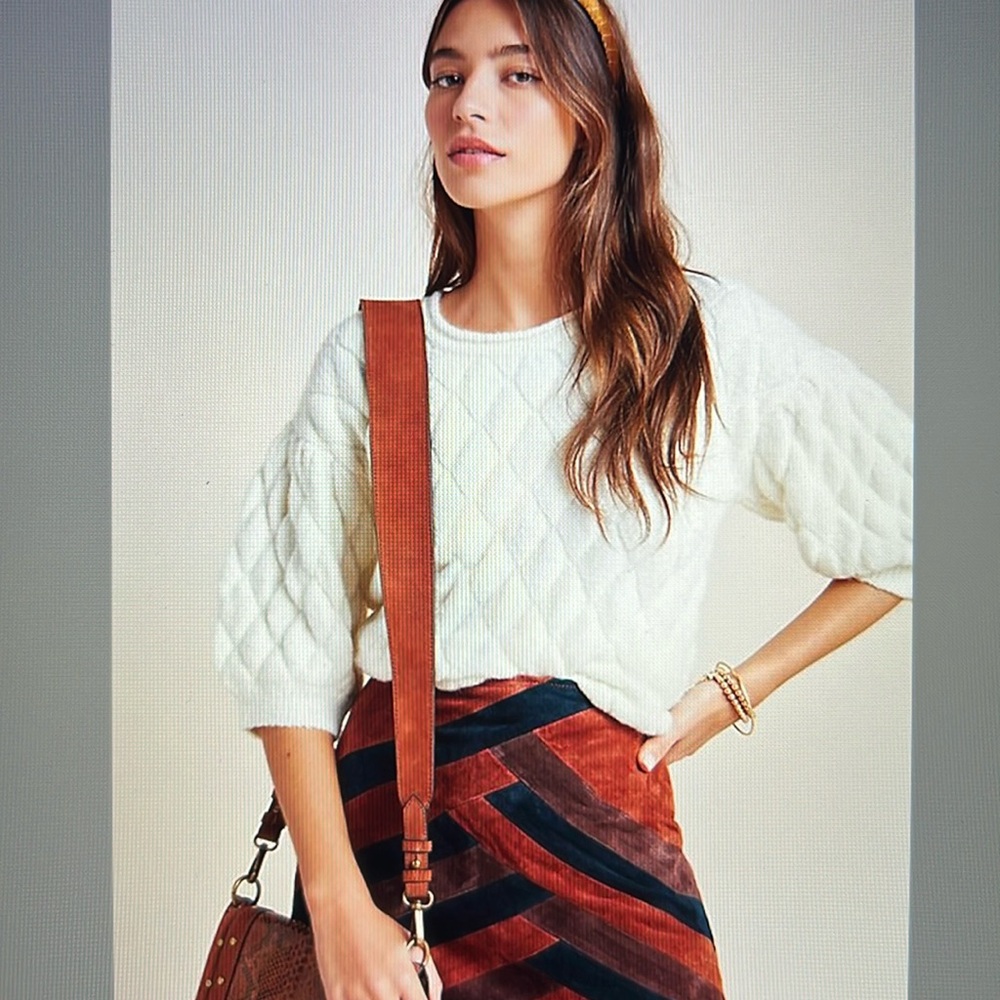 Anthropologie Bonnie Quilted Eyelash Sweater